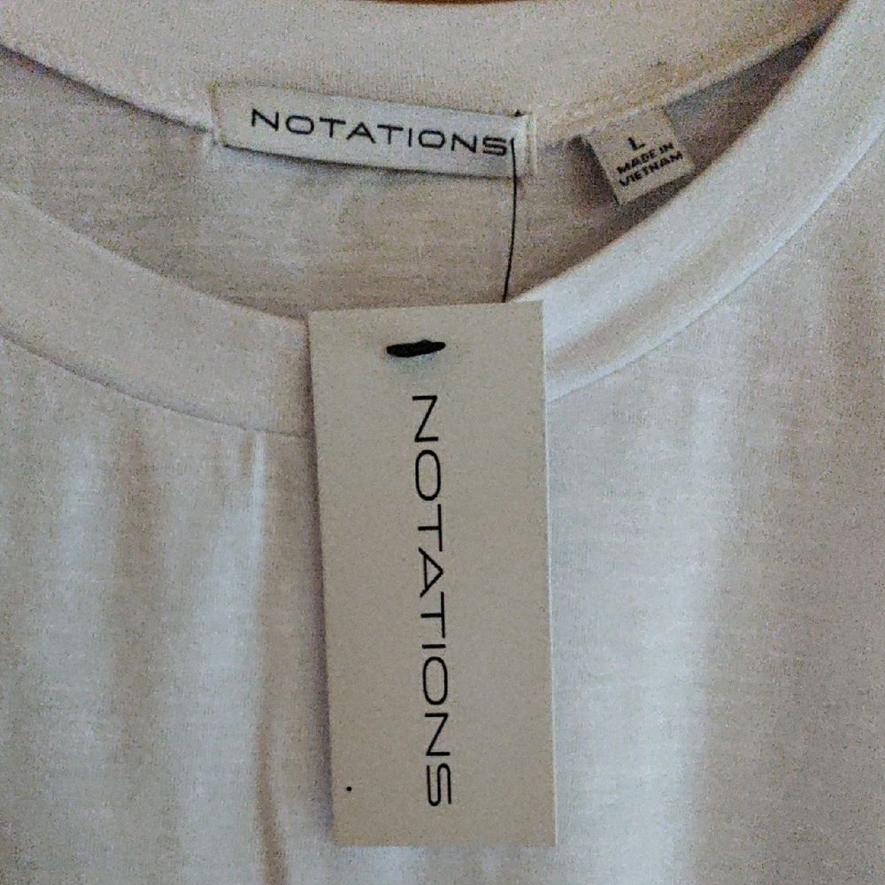 Notations Classic White Tee With Eyelet Sleeves - Picture 2 of 8